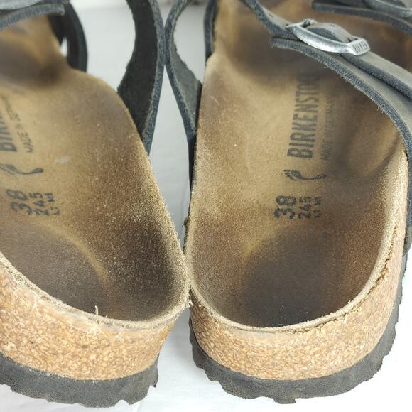 Birkenstock Women's Franca US8 EU39 Gray Oiled Leather Strappy Slide sandals - Picture 12 of 16